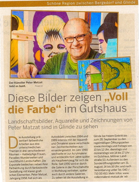 Zeitungsartikel Ausstellung Gutshaus in Glinde _ Peter Matzat